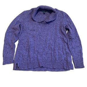 Karen Scott Purple Heather Cowl Neck Knit Sweater M Medium Long Sleeve Pullover